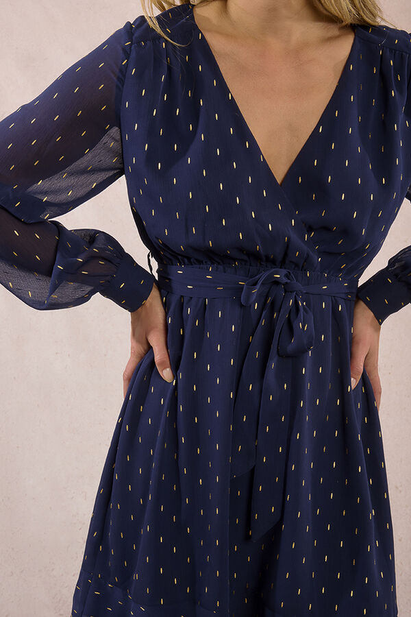 Molly Bracken Vestido curto estampado de manga comprida Azul