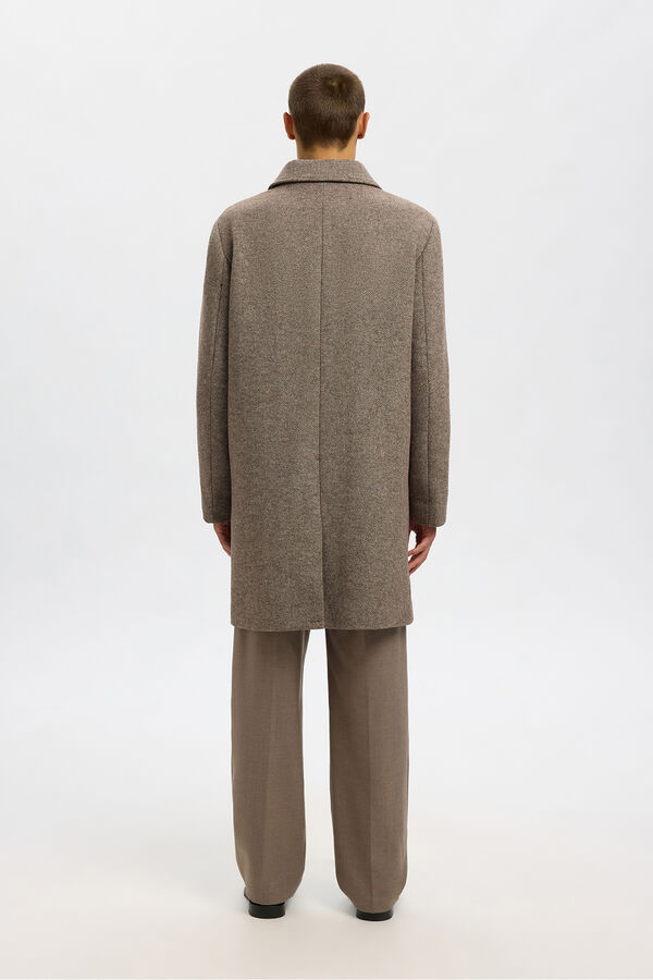 Selected Abrigo largo lana Marr&oacute;n