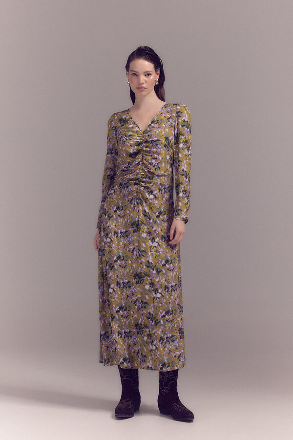 Slowlove Vestido franzido estampado Verde