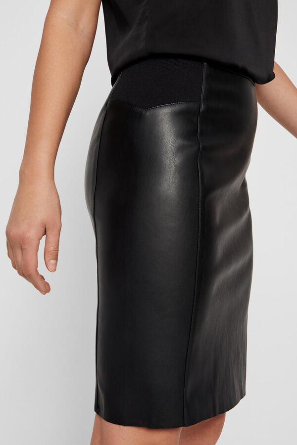 Vero Moda Saia tubo efeito pele Preto