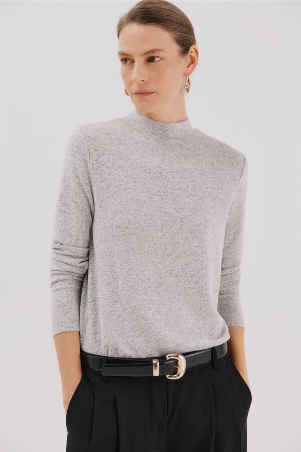 Cortefiel Camiseta b&aacute;sica cuello perkins Gris