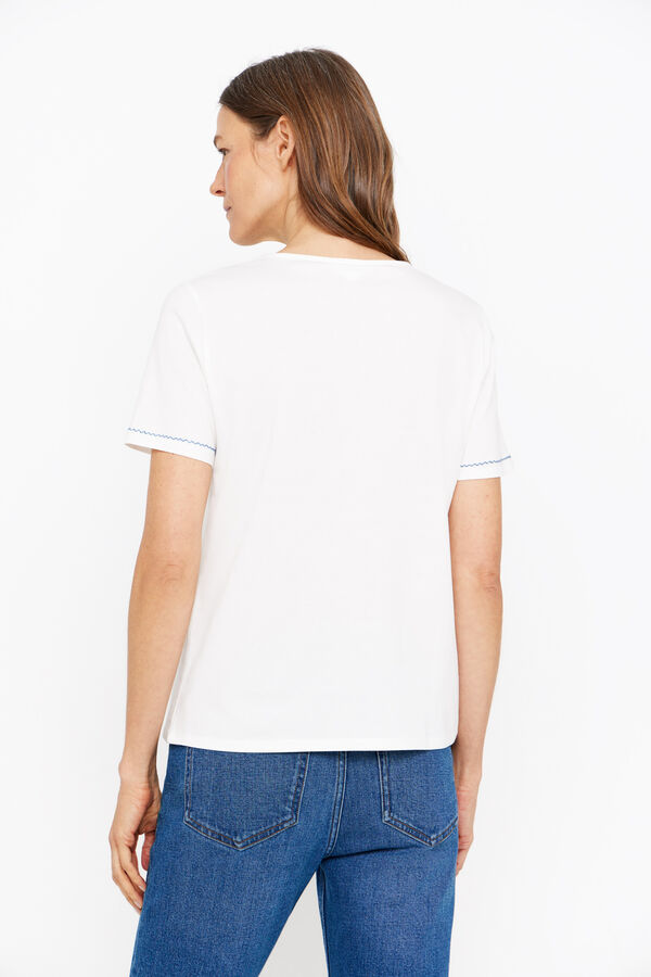 Cortefiel Camiseta bordada Estampado azul