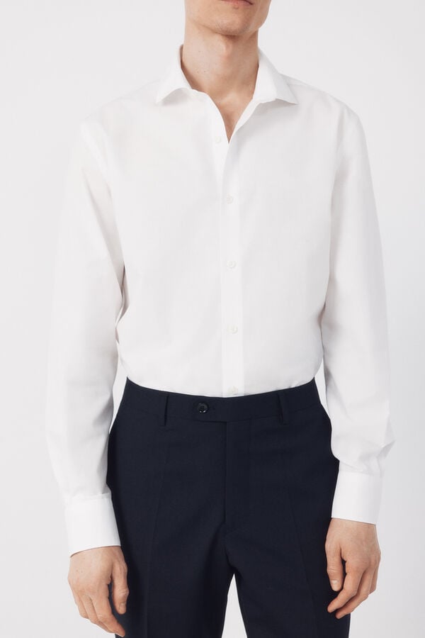 Cortefiel Camisa vestir otom&aacute;n slim fit f&aacute;cil plancha Blanco