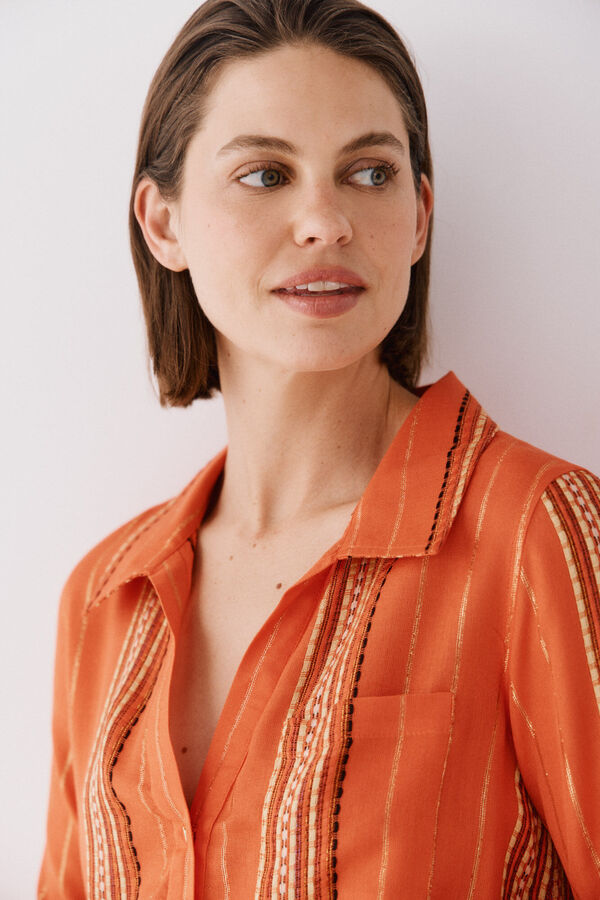 Cortefiel Gola camiseira t&uacute;nica caftan Vermelho