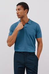 Cortefiel Jersey polo manga corta algod&oacute;n estructura Azul