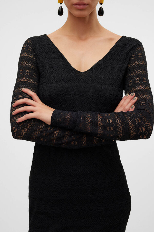 Vero Moda Vestido corto manga larga Negro