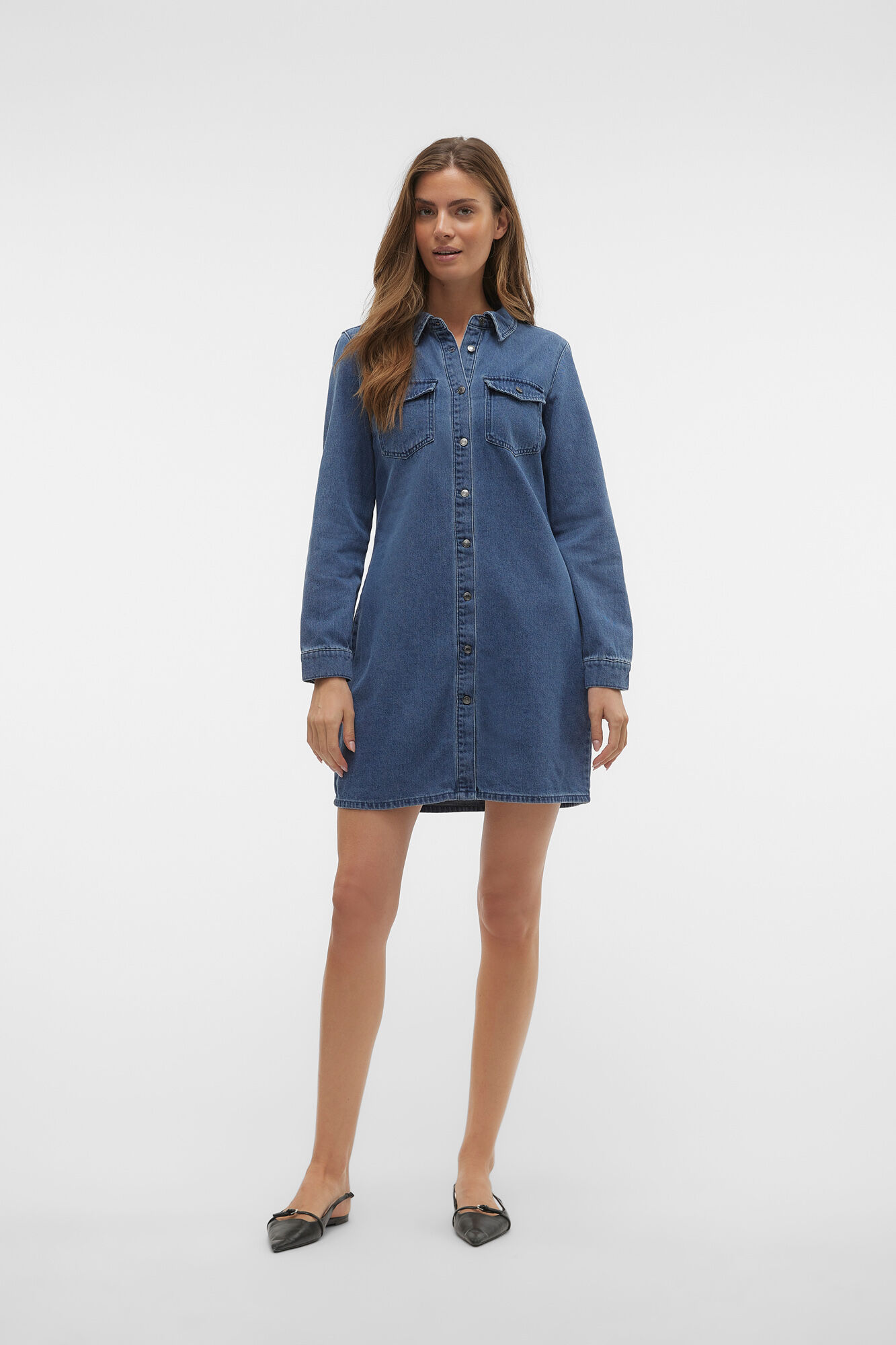 Vero Moda Vestido corto vaquero manga larga
