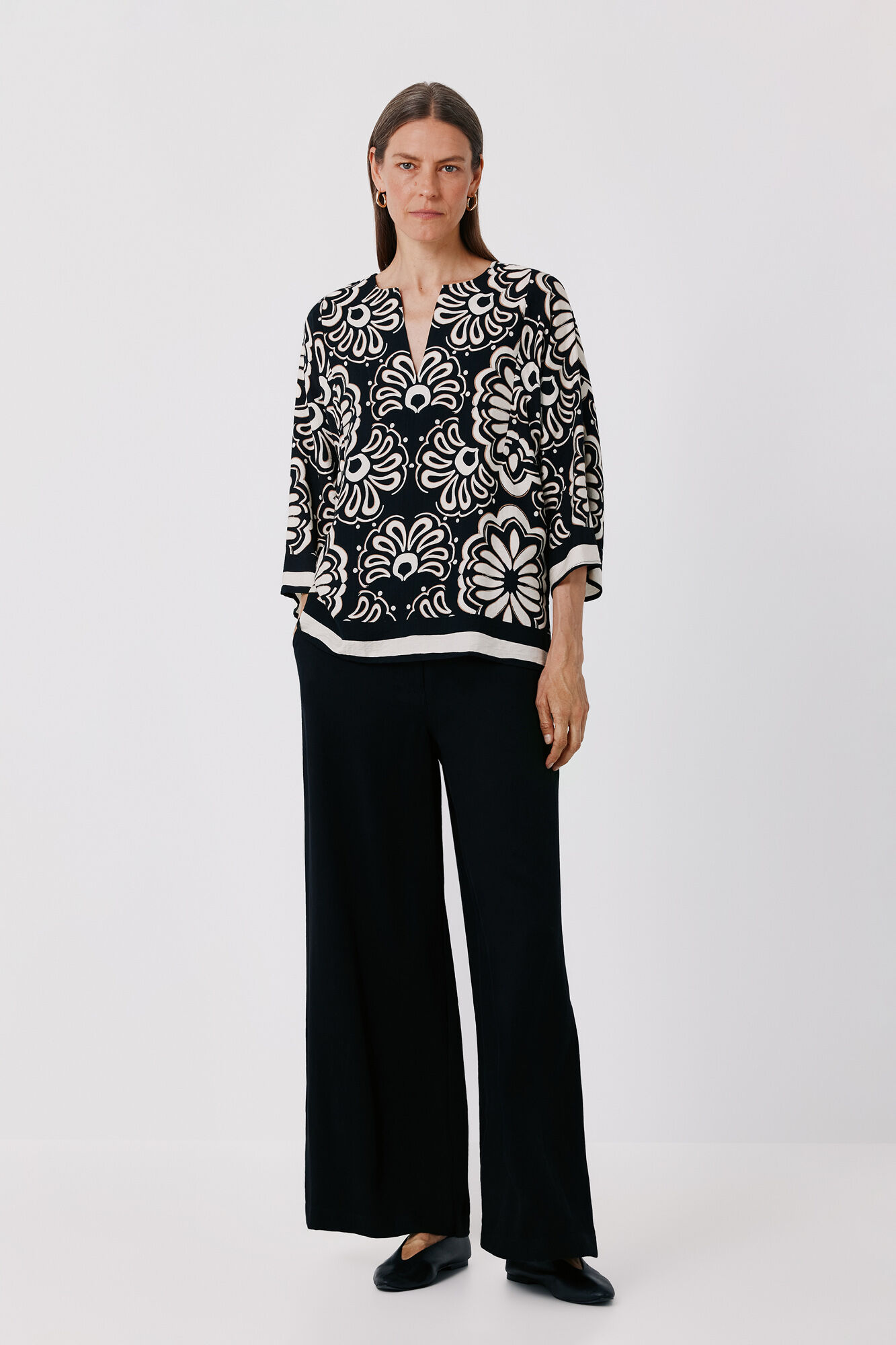 Cortefiel Blusa estampada t&uacute;nica amplia