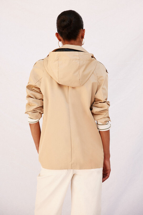 Cortefiel Gabardina corta con vuelo Beige