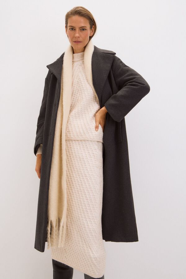 Cortefiel Abrigo largo pa&ntilde;o Gris oscuro