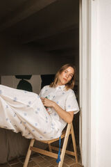 Cortefiel Cal&ccedil;as fluidas bordadas Azul