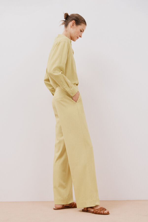 Cortefiel Pantal&oacute;n lino Amarelo