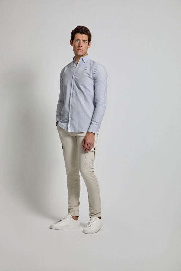Street Monkey Camisa Oxford rayas con logo Azul marino