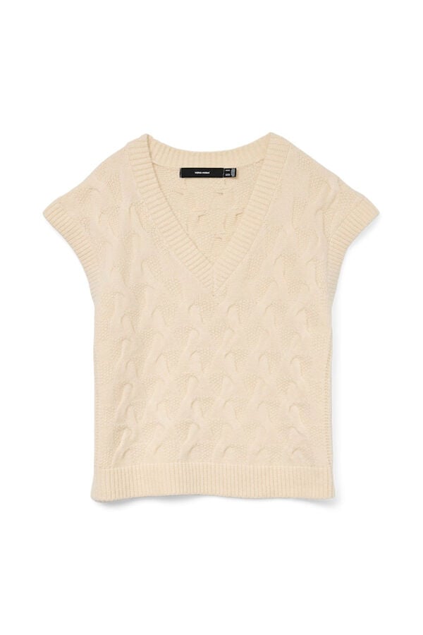 Vero Moda Chaleco de punto cuello pico Beige