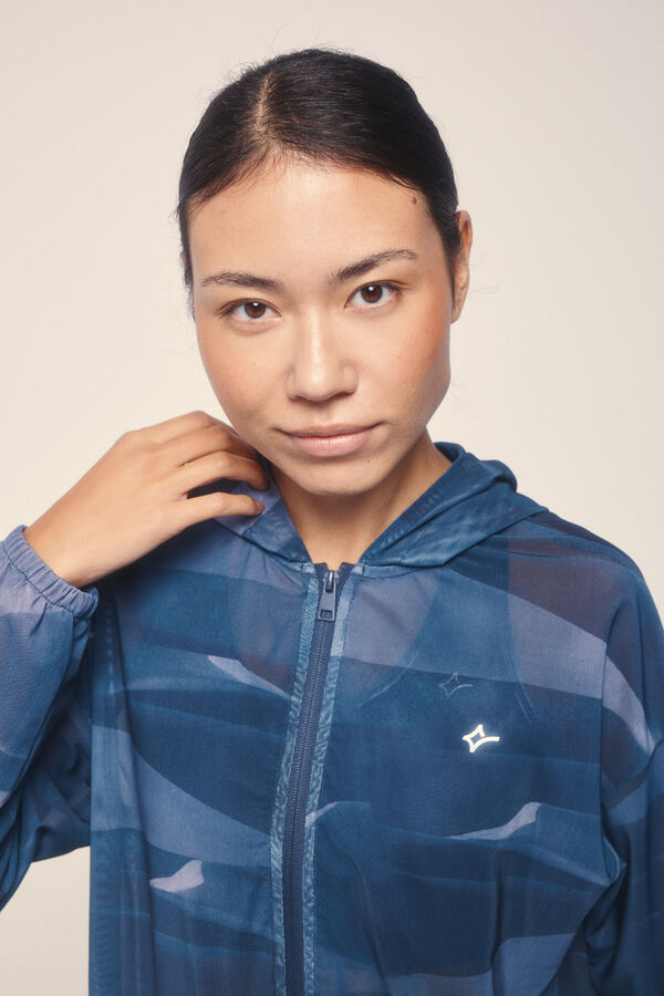 Dash and Stars Jaqueta leve em tecido técnica  azul