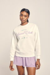 Dash and Stars Sweatshirt de pelúcia branco 100% algodão beige