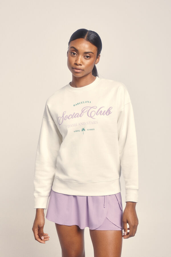 Dash and Stars Sweatshirt de pelúcia branco 100% algodão beige