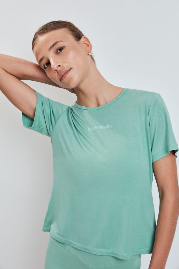Dash and Stars Camiseta apertura espalda verde verde