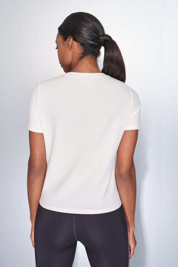 Dash and Stars T-shirt branca drapeada de manga curta  beige