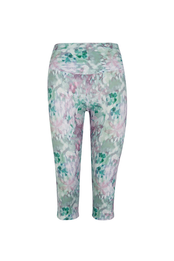 Dash and Stars Leggings crop print flores verde