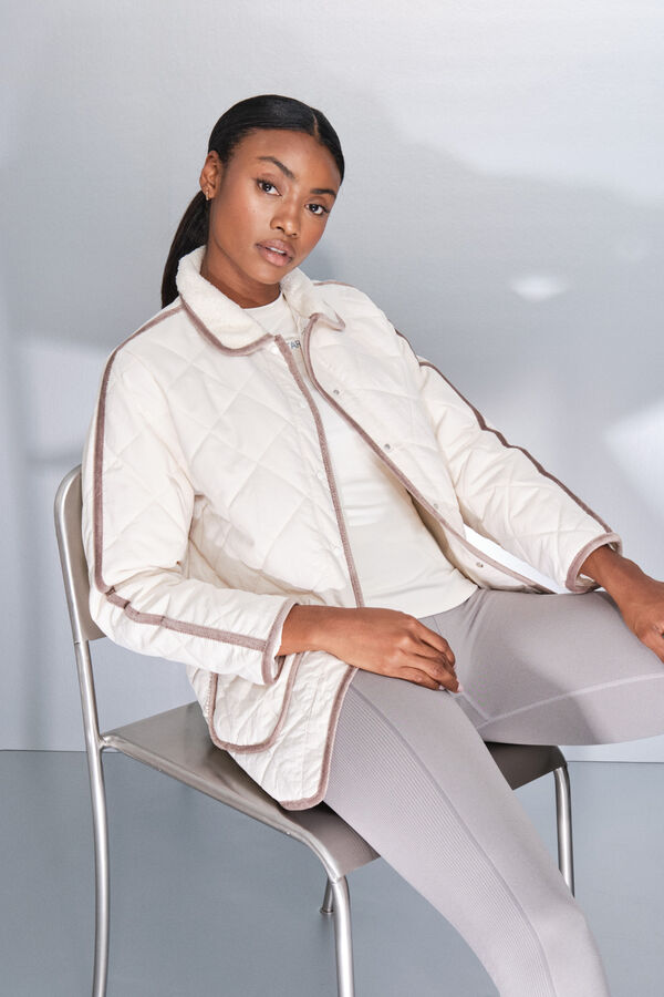 Dash and Stars Casaco acolchoada bege com losangos beige