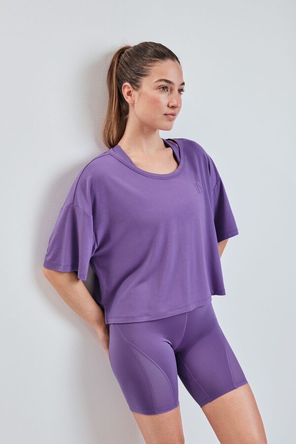 Dash and Stars T-shirt manga curta extrassuave roxa rosa