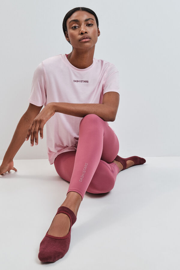 Dash and Stars T-shirt manga curta em modal rosa rosa