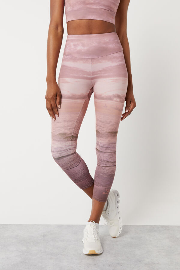 Dash and Stars Leggings crop sunset 4D Stretch marr&oacute;n