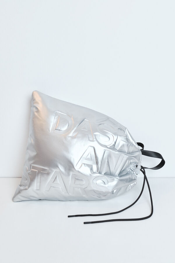 Dash and Stars Mochila metalizada acolchada gris