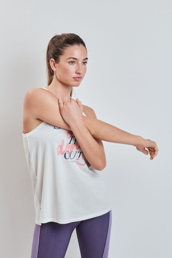 Dash and Stars Camiseta sin mangas algod&oacute;n blanco beige