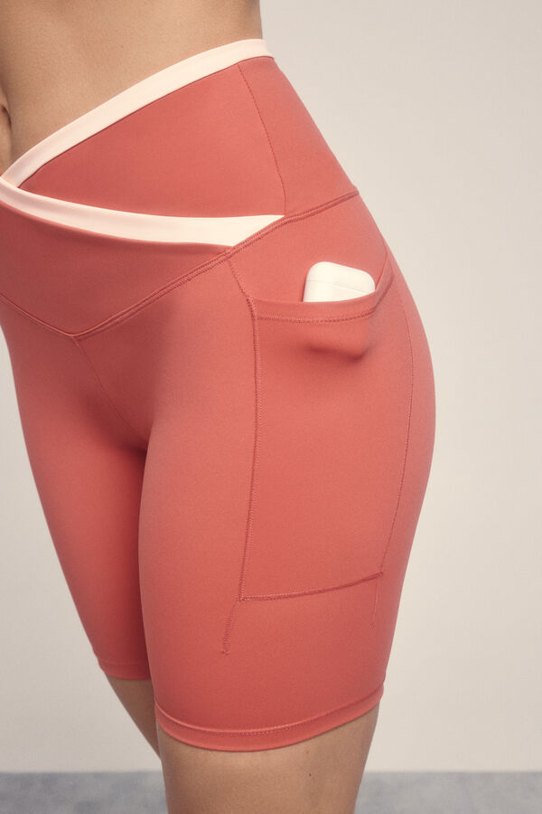 Dash and Stars Legging de ciclismo em blocos de cor coral borgonha