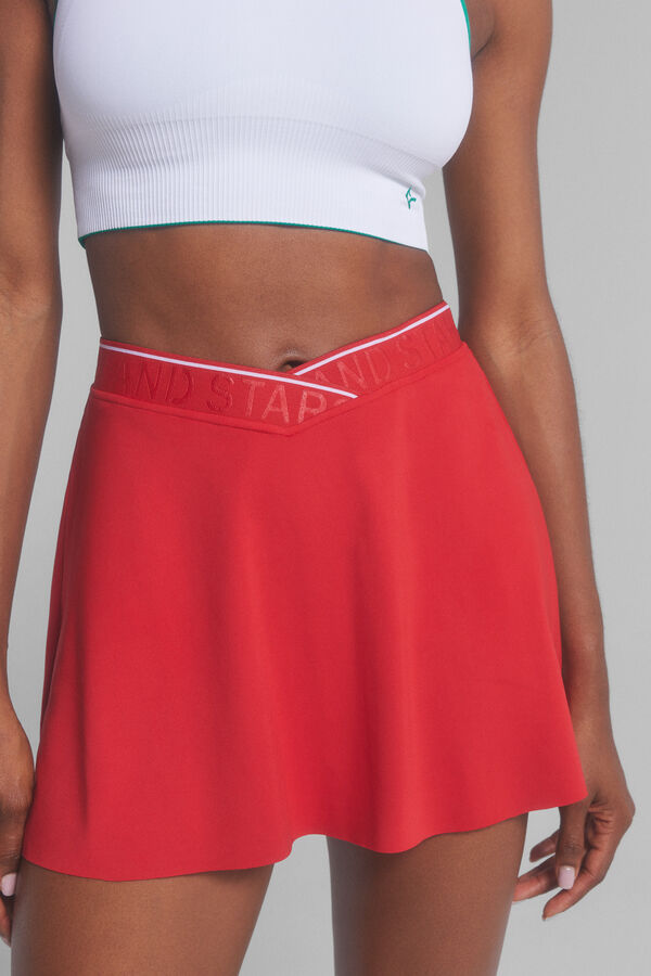 Dash and Stars Saia microfibra vermelha roupa de ginástica interior vermelho