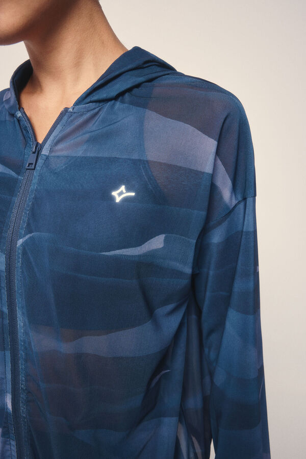 Dash and Stars Jaqueta leve em tecido técnica  azul