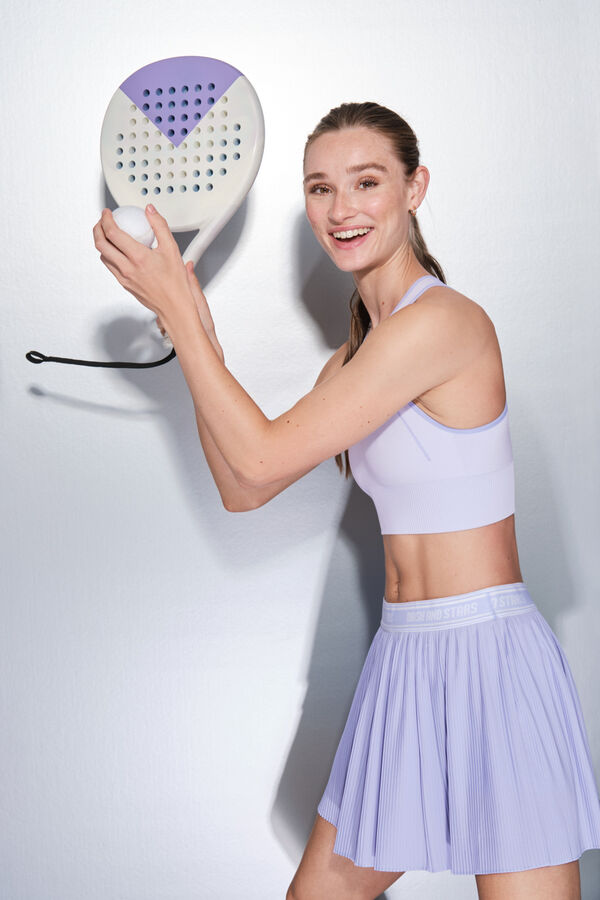 Dash and Stars Falda plisada lila malla interior morado/lila