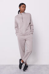 Dash and Stars Sudadera cuello cremallera marr&oacute;n nude