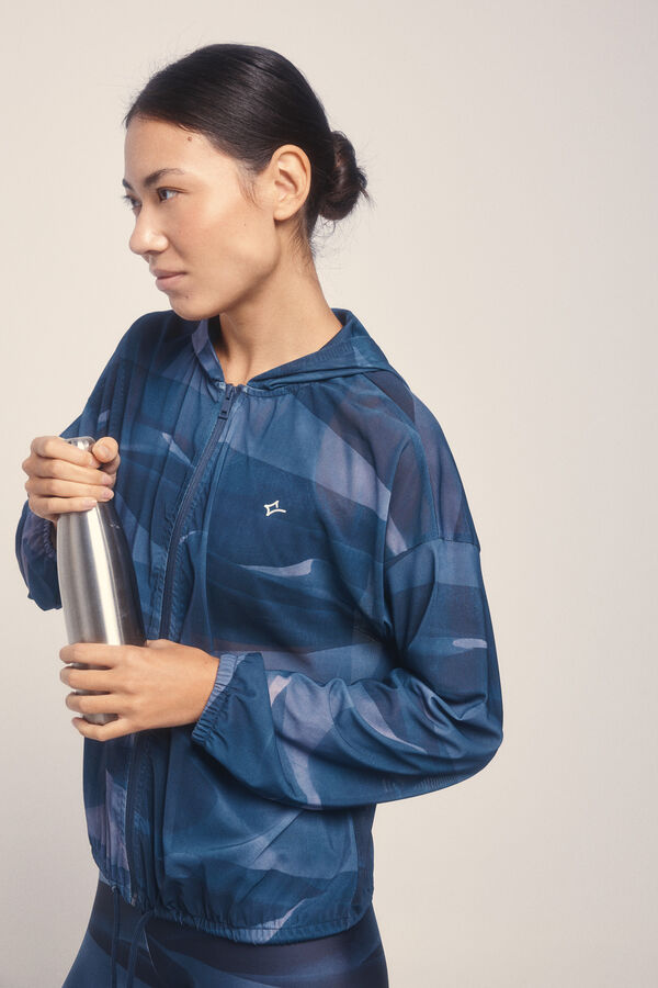 Dash and Stars Jaqueta leve em tecido técnica  azul