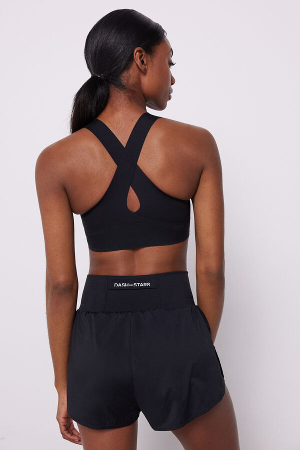 Dash and Stars Cal&ccedil;&otilde;es cintura alta malha preta preto