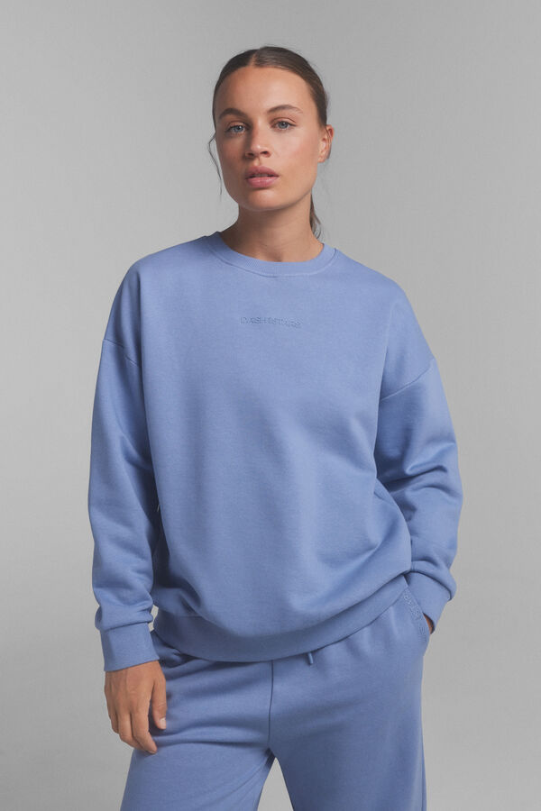 Dash and Stars Sweatshirt 100% algod&atilde;o com logo azul. Colabora&ccedil;&atilde;o especial @ffitcoco azul