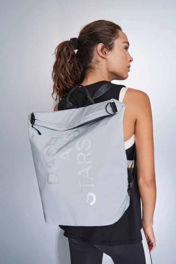 Dash and Stars Mochila de nylon com efeito met&aacute;lico multiposi&ccedil;&atilde;o cinzento