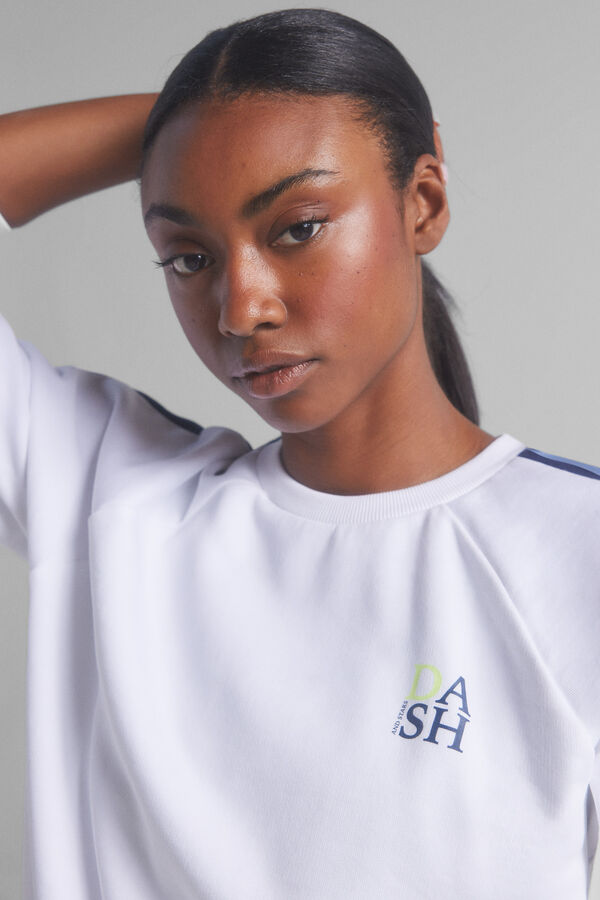 Dash and Stars Sudadera felpa 100% algod&oacute;n blanco beige