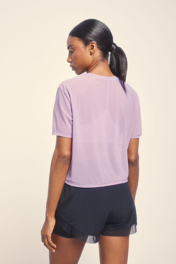 Dash and Stars T-shirt manga curta malha lilás rosa