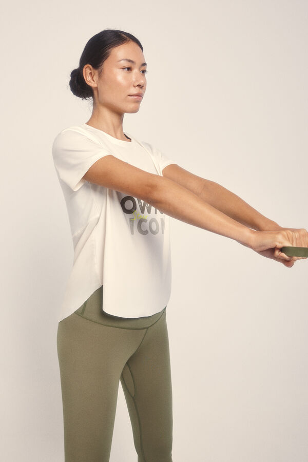 Dash and Stars T-shirt manga curta em malha nas manga beige