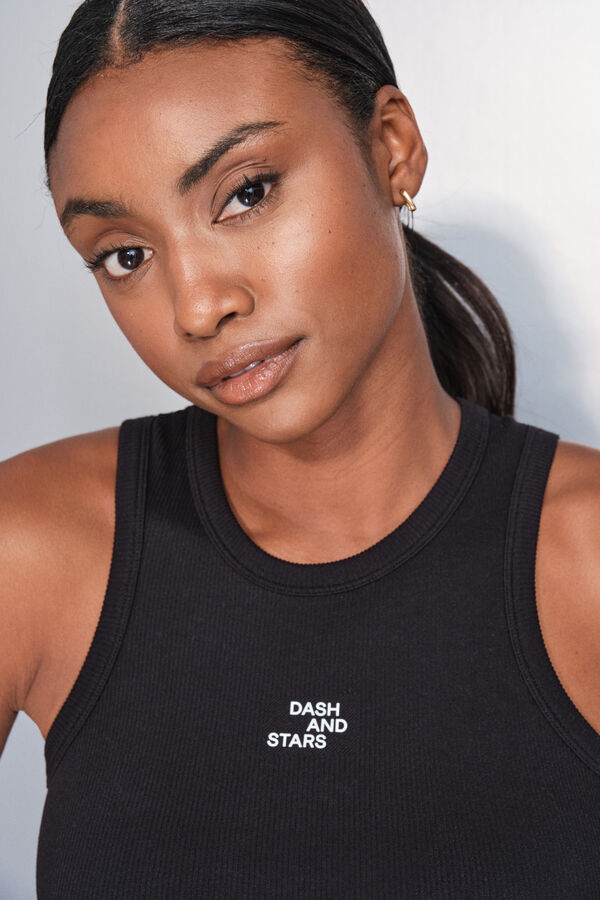 Dash and Stars Camiseta halter algod&oacute;n canal&eacute; negro negro