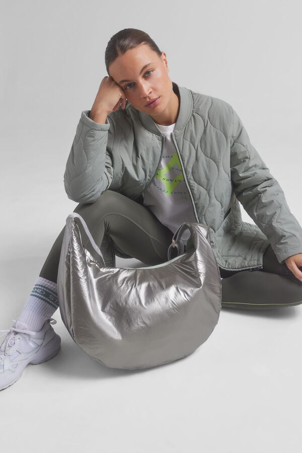 Dash and Stars Bolso grande t&eacute;cnico suave plateado estampado