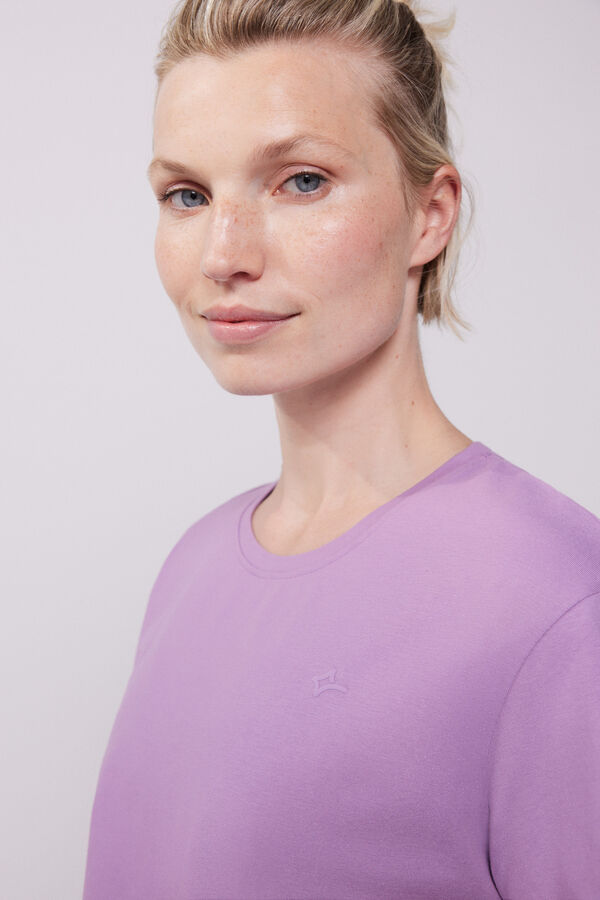 Dash and Stars T-shirt cropped manga curta roxo impressão