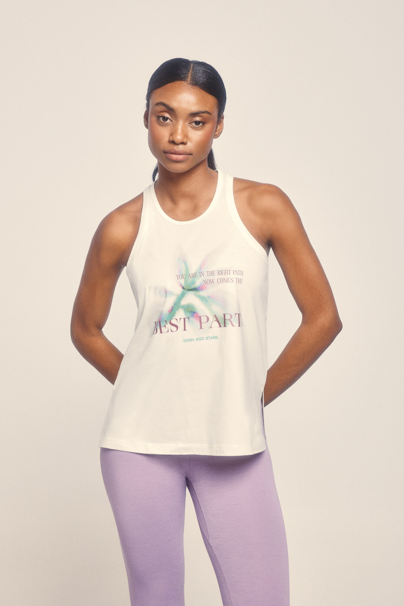 Dash and Stars Camiseta sin mangas algod&oacute;n blanco