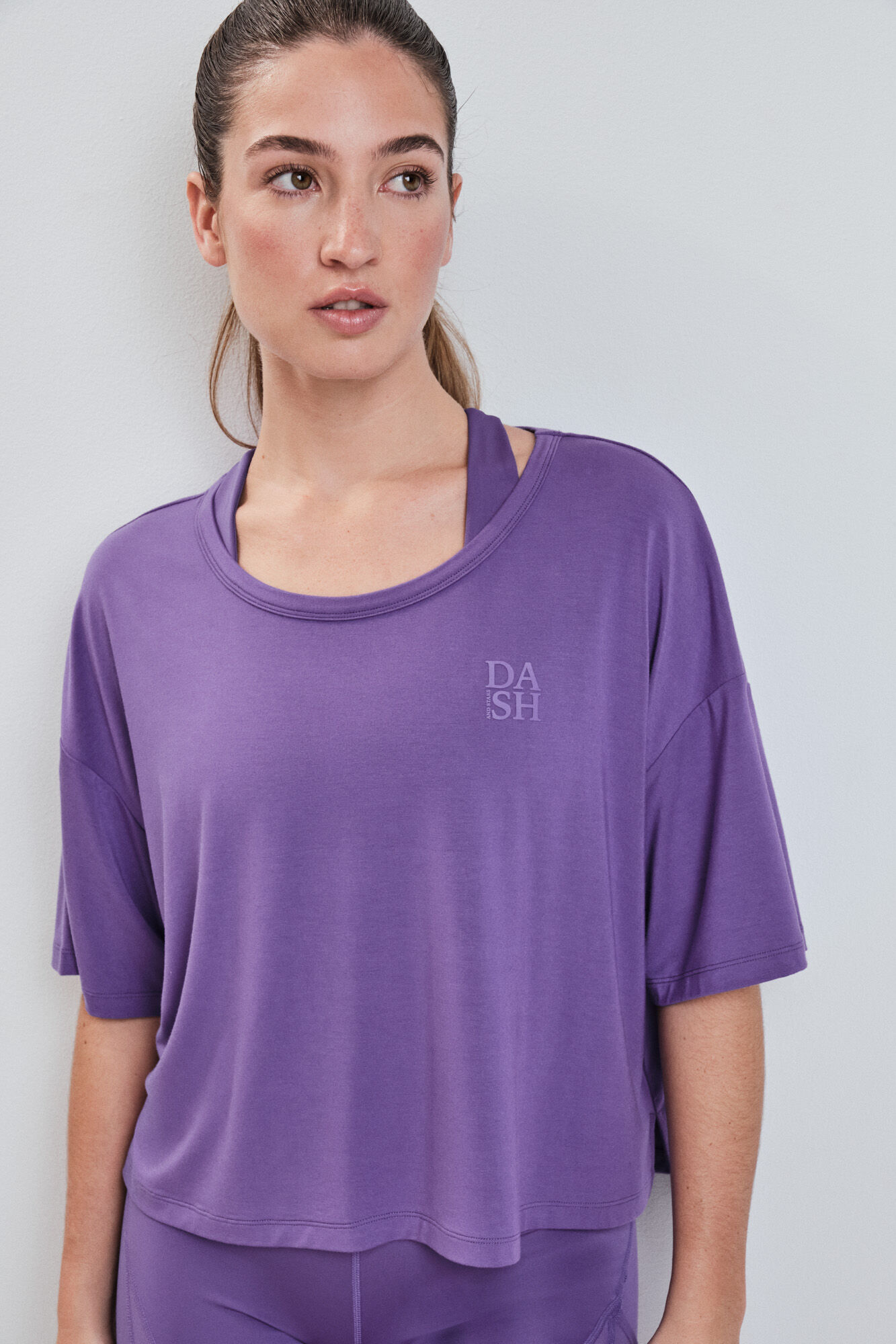 Dash and Stars T-shirt manga curta extrassuave roxa