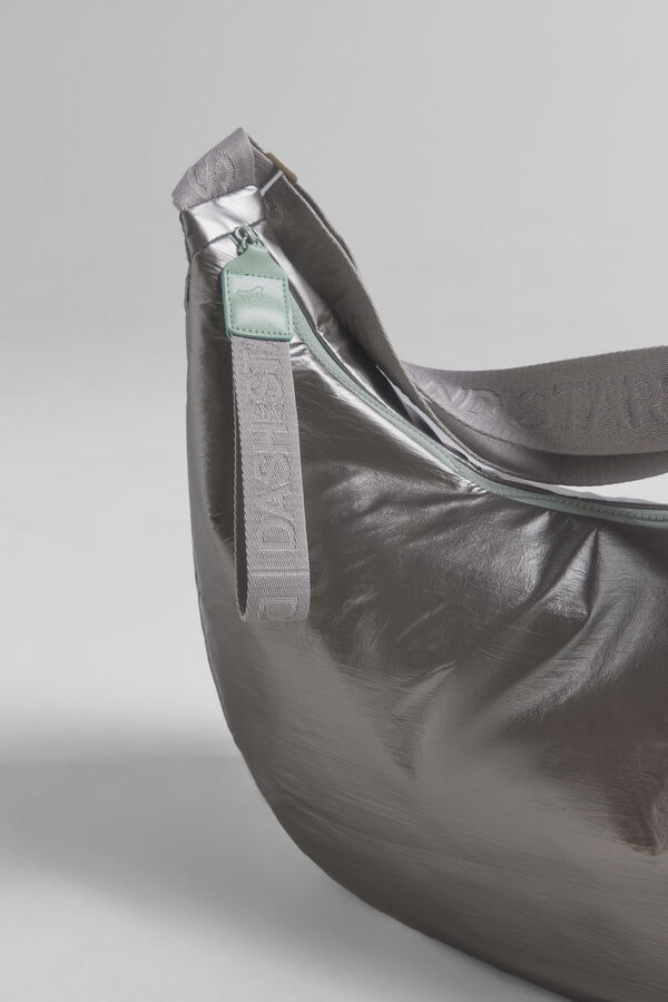 Dash and Stars Bolso grande t&eacute;cnico suave plateado estampado