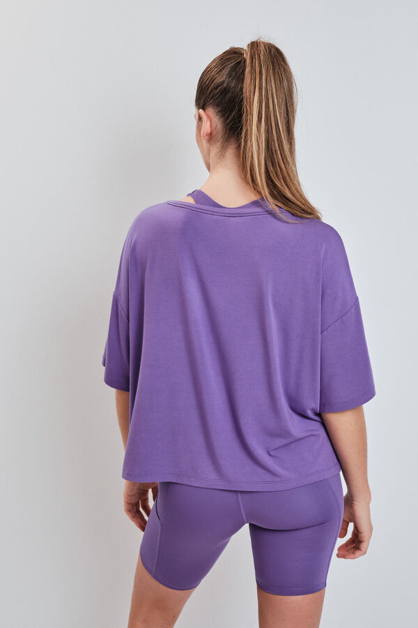 Dash and Stars T-shirt manga curta extrassuave roxa rosa