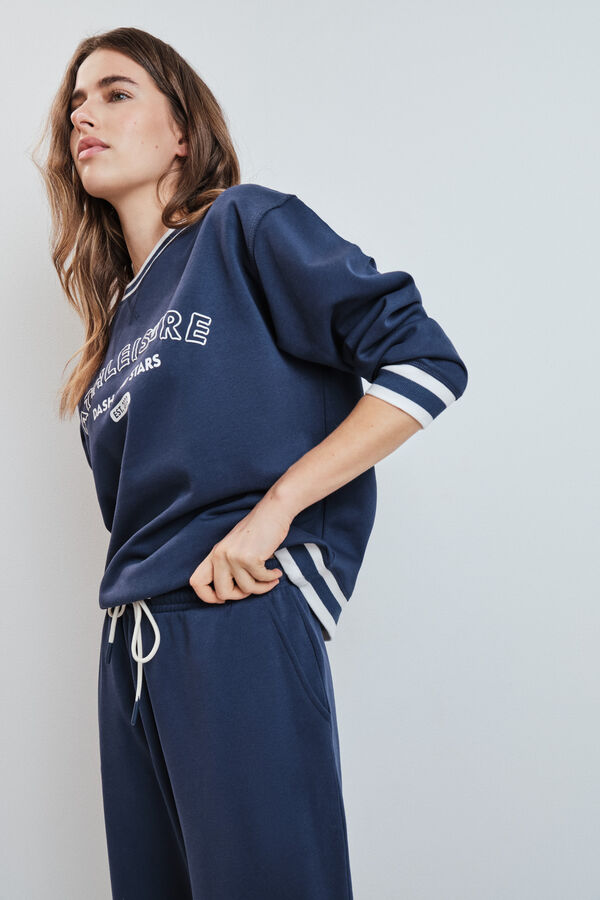 Dash and Stars Sweatshirt college em molet&atilde;o azul azul